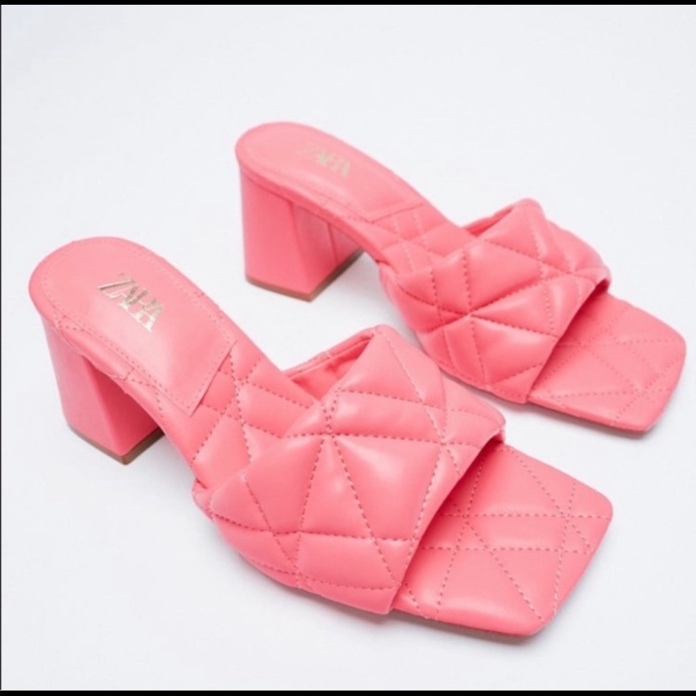 ZARA - Wide Heeled Quilted Sandals